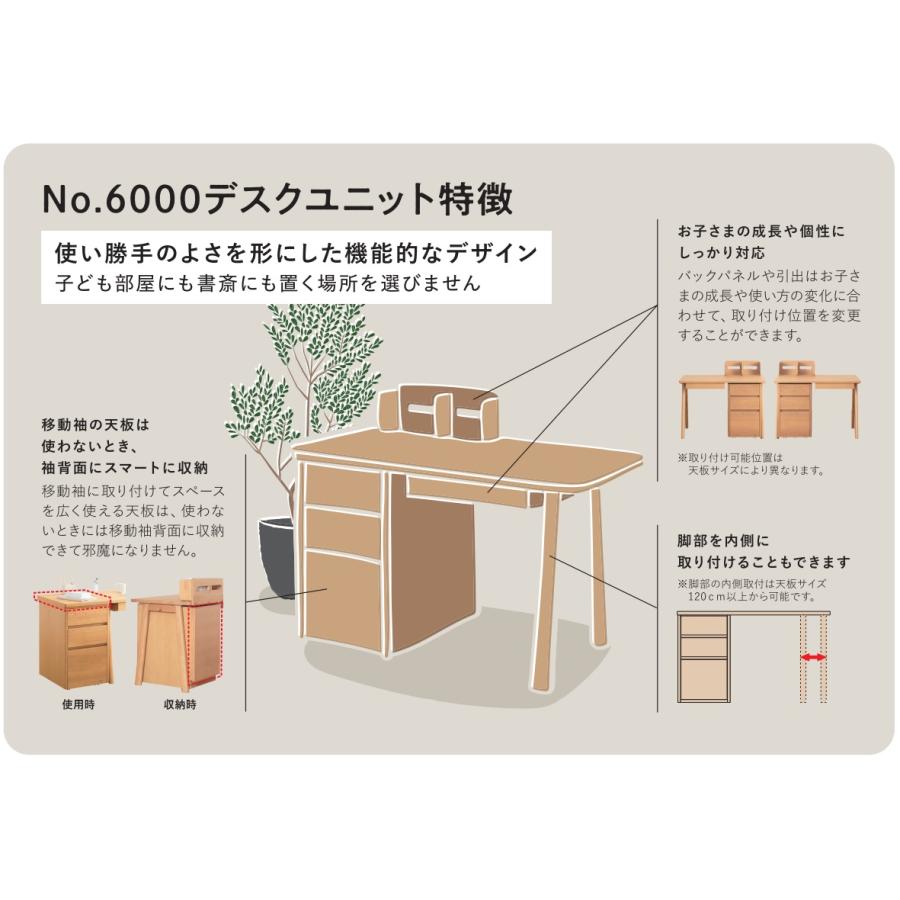 木製デスク 事務机 学習机　（キャビネットは別途出品） 浜本工芸 【受注生産】学習机 No.6000デスクユニット 木製脚 : 家具屋