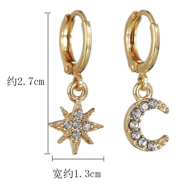 月 星 ピアス レディース フープピアス 揺れる スター ムーン ゴールド 