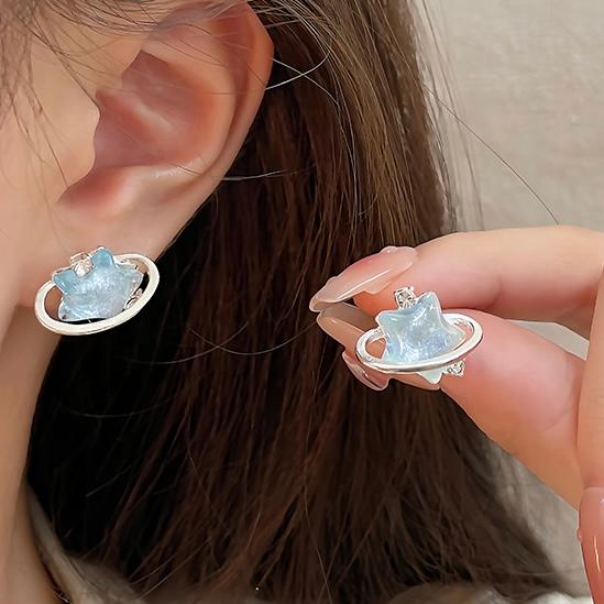 星 スター ピアス レディース 綺麗 キャッチピアス シルバー925 宇宙 