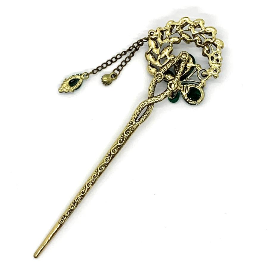 かんざし 簪 アンティーク調 ブルー ヘアアクセサリー レディース 蝶々 髪留め 髪飾り 新入荷 流行 髪留め