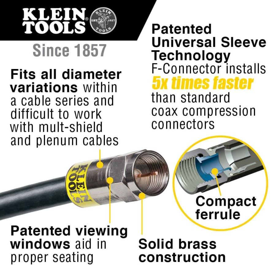 【爆売り！】 Coax Installation Kit with F Connectors， Cable Cutter， Compression Tool， Stripper， More Klein Tools VDV026-211