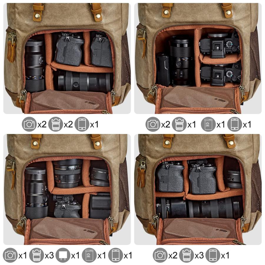 ブランド S-ZONE カメラリュック カメラバッグ バックパック 2気室 防水 大容量 一眼レフ用 撮影用品収納 防振 外出 旅行 三脚取付可 横側取り出し 【DG2163875189】(11310円)