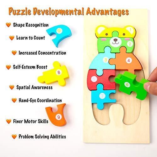 店舗情報 Montessori Mama Wooden Toddler Puzzles for Kids Ages 3-5， Montessori Toys for 2 Year Old， Wooden Puzzles for Toddlers 1-3 Years， 4-Pack Toddler Puzzle