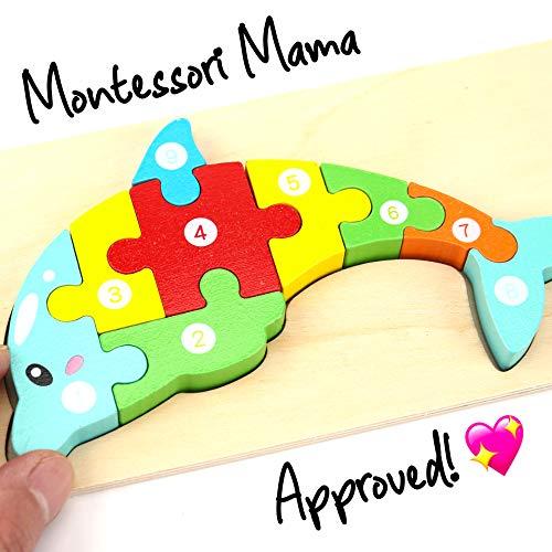 店舗情報 Montessori Mama Wooden Toddler Puzzles for Kids Ages 3-5， Montessori Toys for 2 Year Old， Wooden Puzzles for Toddlers 1-3 Years， 4-Pack Toddler Puzzle