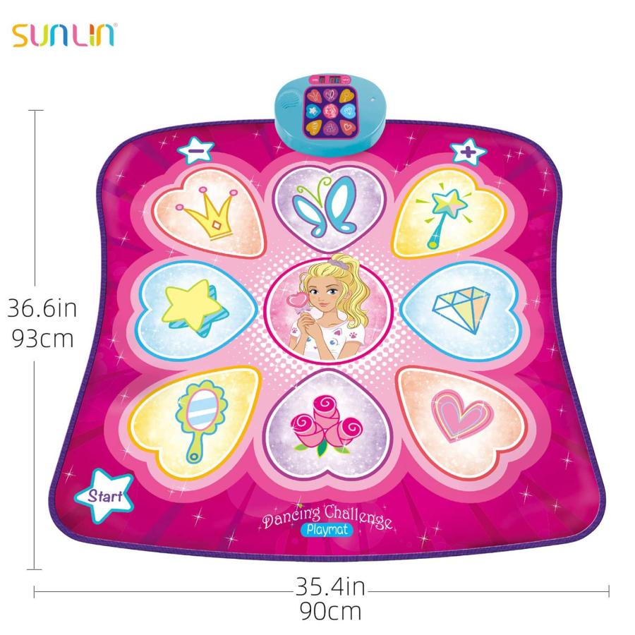 直送商品 SUNLIN Dance Mat - Dance Mixer Rhythm Step Play Mat - Dance Game Toy Gift for Kids Girls Boys - Dance Pad with LED Lights， Adjustable Volume， Built-in
