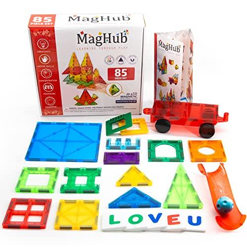 値下げ事業 MagHub Magnet Toys Magnetic Tiles， 85 PCS Magnetic Building Blocks Set Learning Educational Toys for Boys Girls Preschool Educational Construction Kit