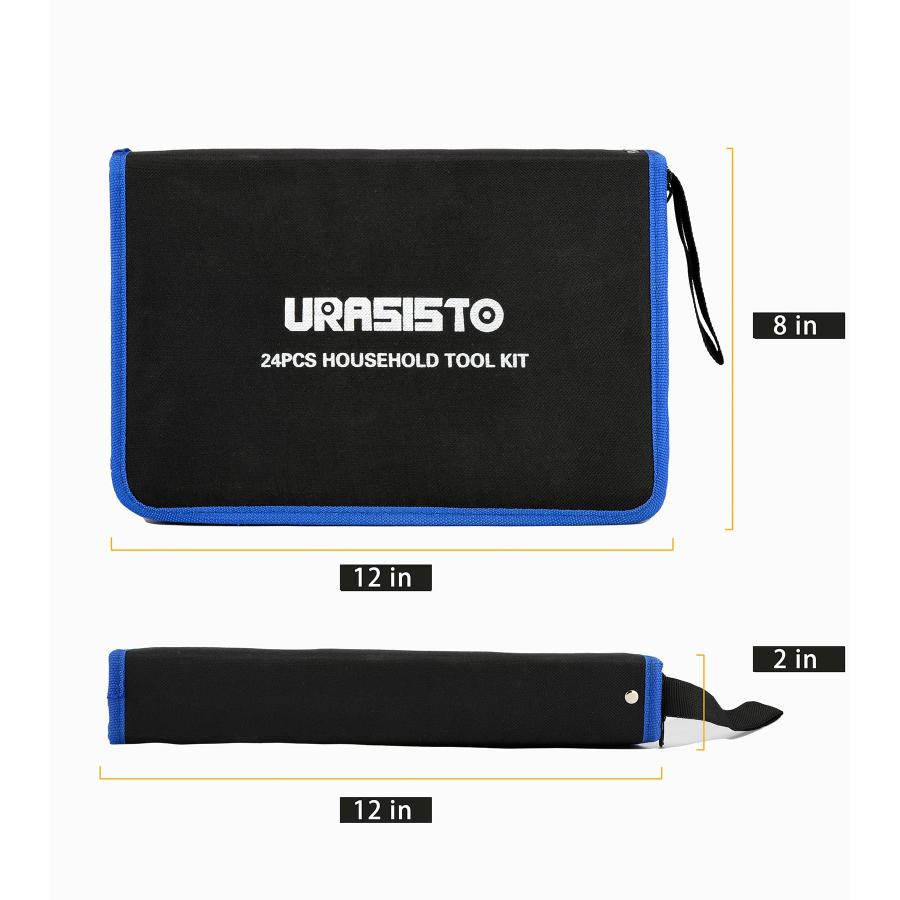 通販店 URASISTO 24-Piece Household Tool Kit for Men Repair Hand Tool Set Bag with Hammer， Screwdriver，Pliers， Wrench set with Storage Bag