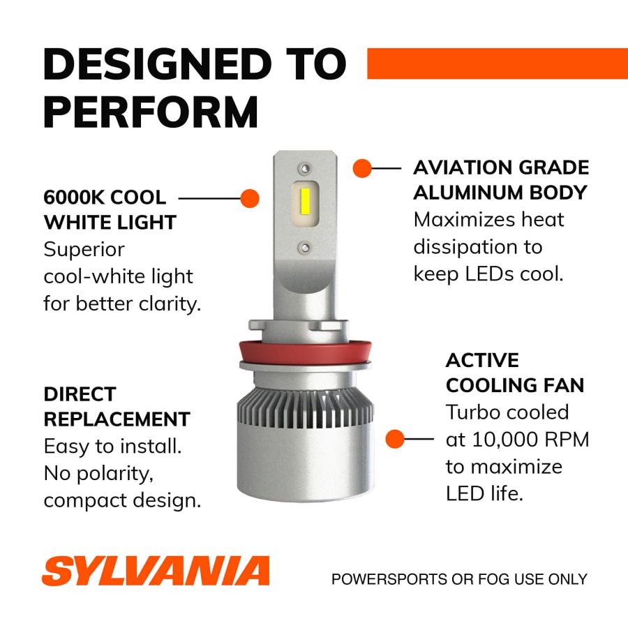 通販オンライン SYLVANIA H11 LED パワースポーツ ヘッドライト電球 オフロード用 フォグライト用 2個パック