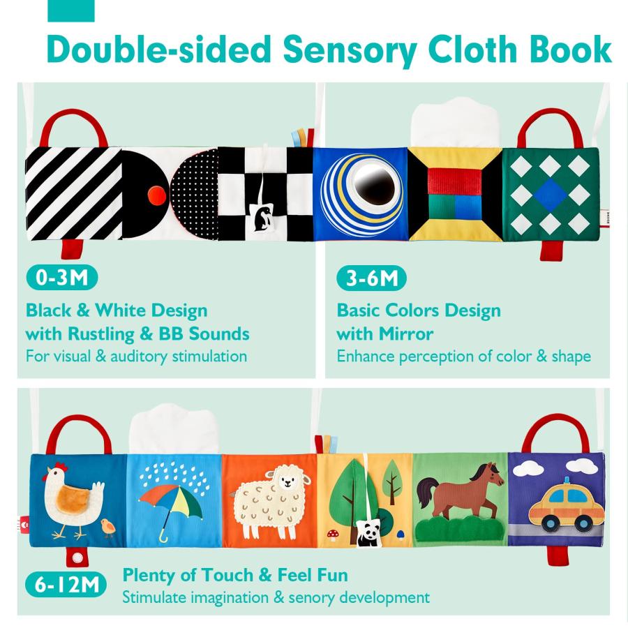 オンラインストア販売 Baby Toys 0-6 Months - High Contrast Baby Books 0-6 Months Folding Crinkle Touch Feel Books Infant Toys 0-3-6-12 Months Tummy Time Toys Sensory Toys f