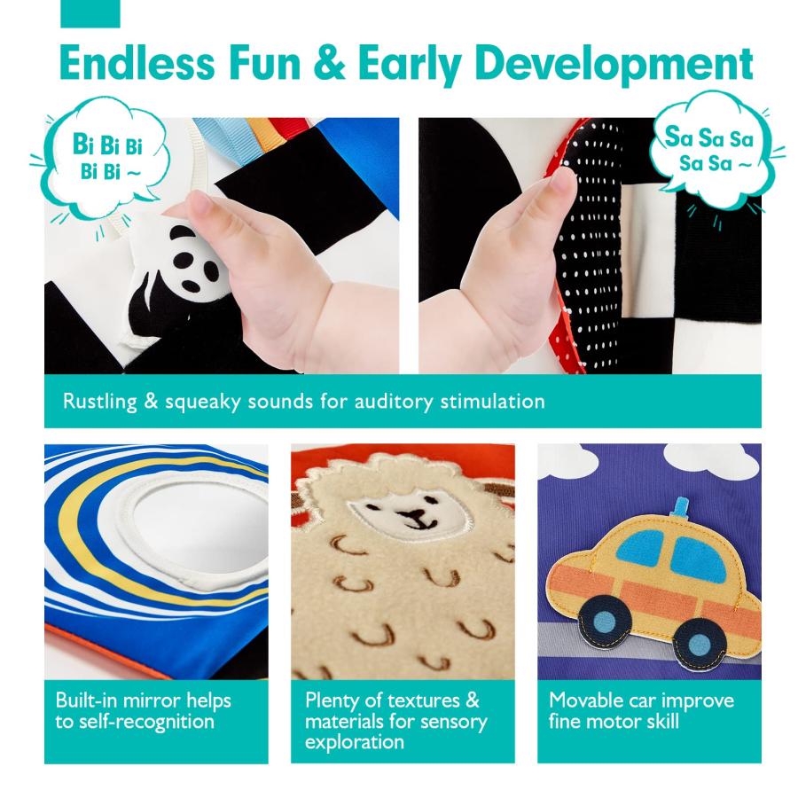 オンラインストア販売 Baby Toys 0-6 Months - High Contrast Baby Books 0-6 Months Folding Crinkle Touch Feel Books Infant Toys 0-3-6-12 Months Tummy Time Toys Sensory Toys f