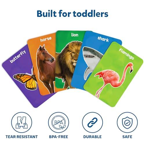 海外製 Skillmatics 厚いフラッシュカード 幼児用 - 最初の100匹の動物 モンテッソーリおもちゃ 教育ゲーム 就学前の学習 1歳 2歳 3歳 4歳