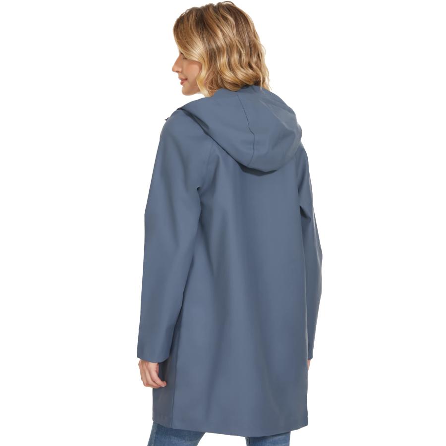 返品無料です Fahsyee Raincoat Women， Rain Jacket Waterproof Lined Rain Coat Hooded Windbreaker Trench Outdoor Active Blue Size M