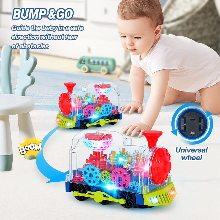 【爆買い！】 Noetoy Baby Toys， Tummy Time Toys for Kids with Electronic Light ＆ Sound Music Electric Gear Train Toys for Toddlers Early Ed