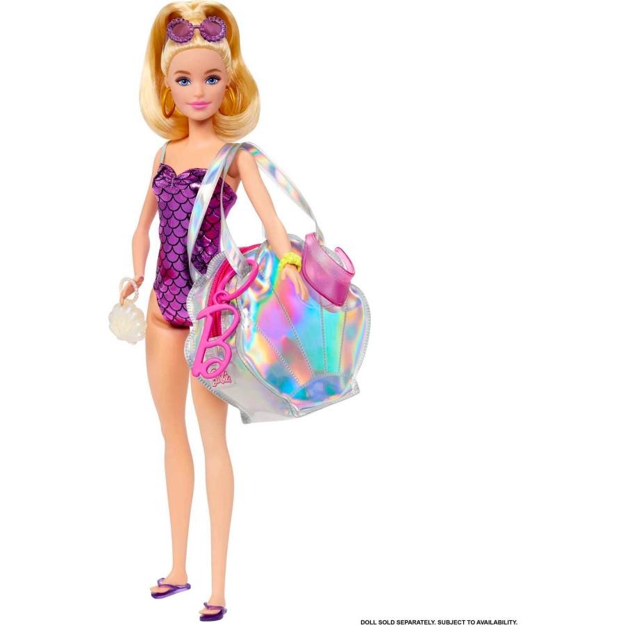 Barbie Clothes Deluxe Clip On Beach Bag with Swimsuit and Five