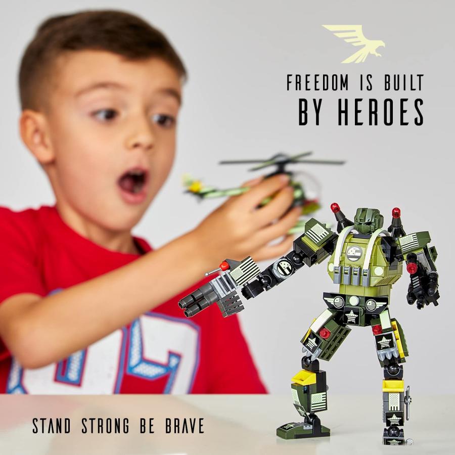 安いショップ JITTERYGIT Army Dinosaur Robot Building Toy Gift for Boys， Perfect Birthday STEM Present for Ages 7， 8， 9， 10 and 11 Year Olds (398 Pcs) Robot並行輸入