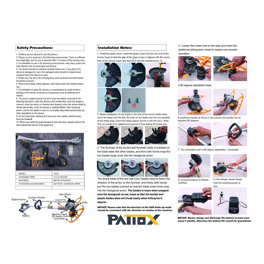 Weed Wacker Battery Powered, PATIOX Electric Grass Trimmer