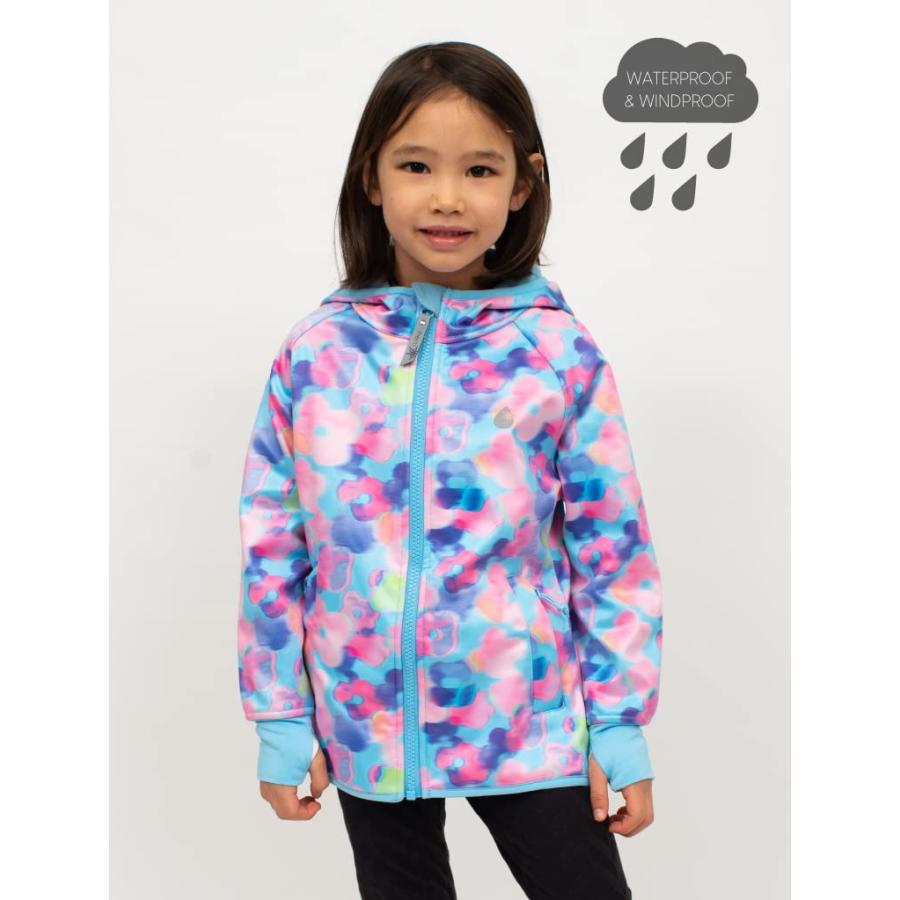 安心なので買 Therm Girls Rain Jacket， Ultra-Soft Kids Raincoat - Waterproof Fleece Lined Coat (Electric Floral， 4T)