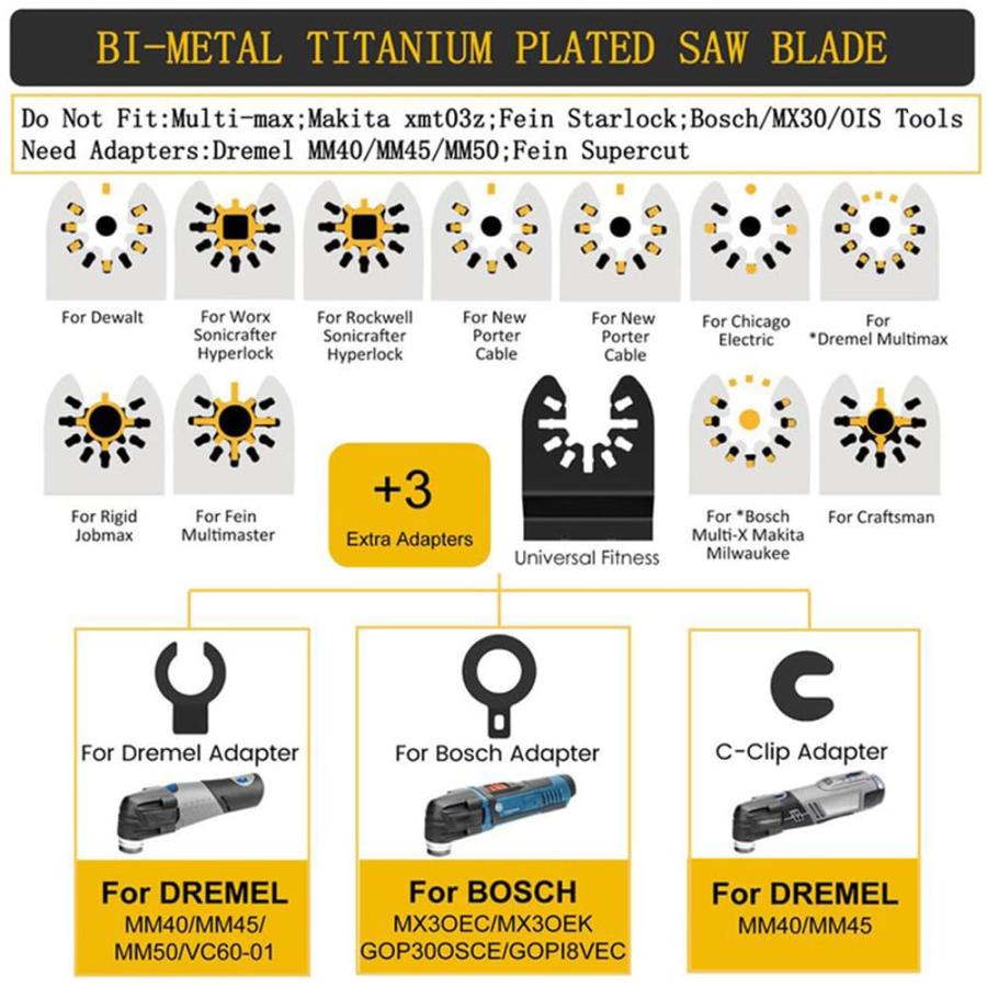 日本売れ筋ランキング 18 PCS Titanium Oscillating Saw Blades， Titanium Oscillating Tool Blades， Titanium Multi Tool Blades Kits for Cutting Hard Material， Metal Nails Wood