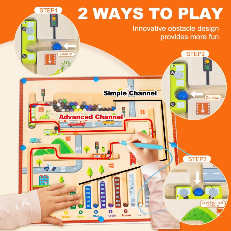 70%オフでお得に買 Arevtovis Magnetic Color and Number Maze - Fun Educational Toy for 3 Year Olds - Montessori Learning Activities - Wooden Number Puzzle Board - Perfect