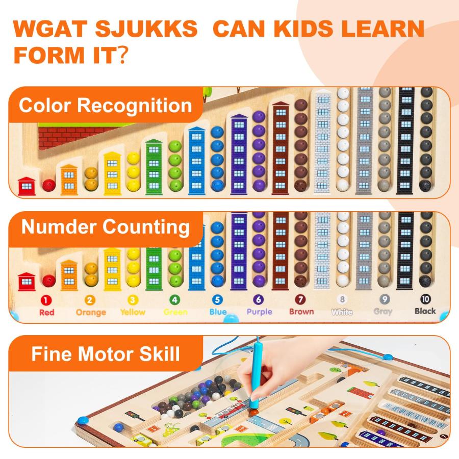 70%オフでお得に買 Arevtovis Magnetic Color and Number Maze - Fun Educational Toy for 3 Year Olds - Montessori Learning Activities - Wooden Number Puzzle Board - Perfect