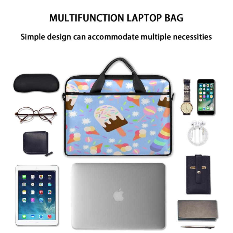 Ice Cream Balls Laptop Shoulder Bag for Men Women Slim Briefcase Messenger Bag Waterproof 14 Inch 15 Inch Laptop Bag Carrying Case Fit 14-15.6 Inch No