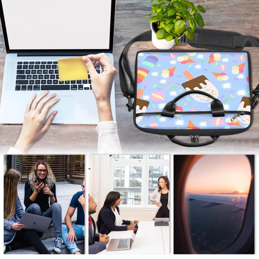 Ice Cream Balls Laptop Shoulder Bag for Men Women Slim Briefcase Messenger Bag Waterproof 14 Inch 15 Inch Laptop Bag Carrying Case Fit 14-15.6 Inch No