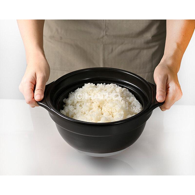 HARIO ハリオ フタがガラスのご飯釜 2〜3合 GNR-200-B-W 土鍋 直