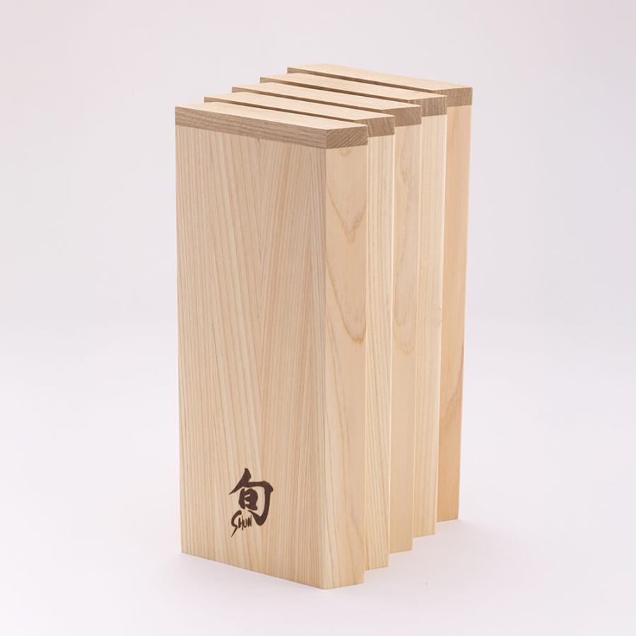 旬 包丁スタンド ひのきナイフブロック 格子 (4丁入) | 貝印 桧 ひのき