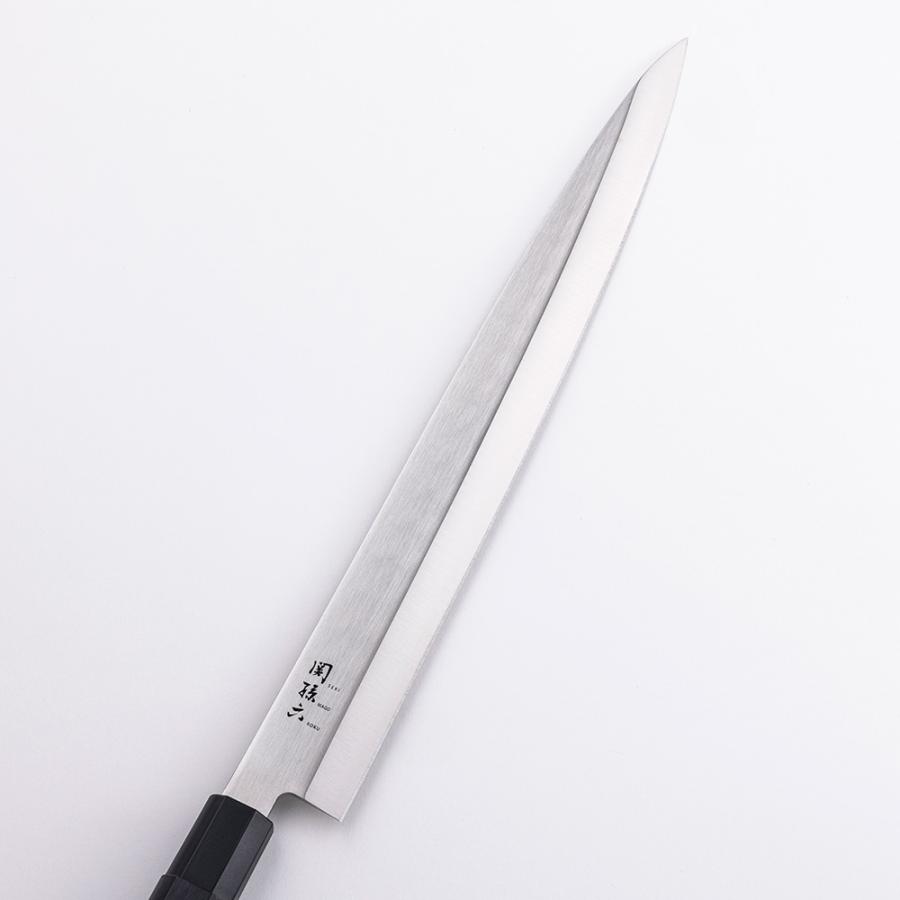 関孫六　刃長さ約300mm、全長約445mm(持ち手、柄も含めての長さ)箱付き 関孫六 刺身包丁 300mm 貝印 業務用 金寿ST 刺身 鋼 八角ハンドル 調理