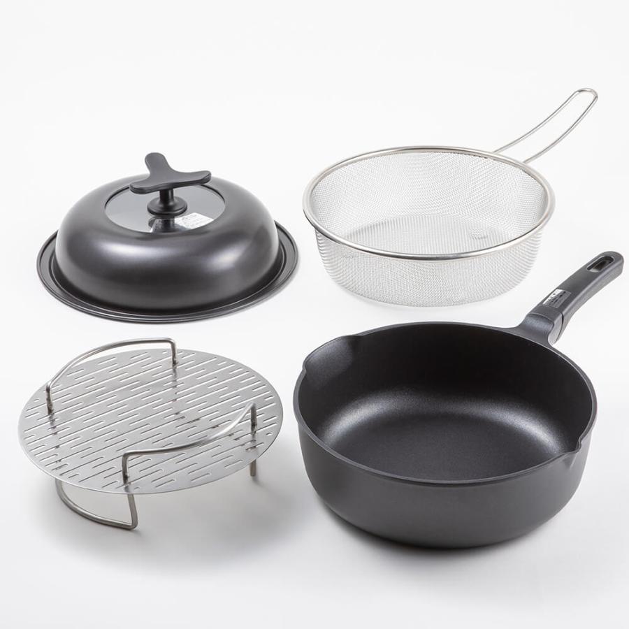 鍋・フライパンセット 4点 ステンレス 貝印 フライパン セット IH 24cm ステンレス 深型 蓋 4点セット