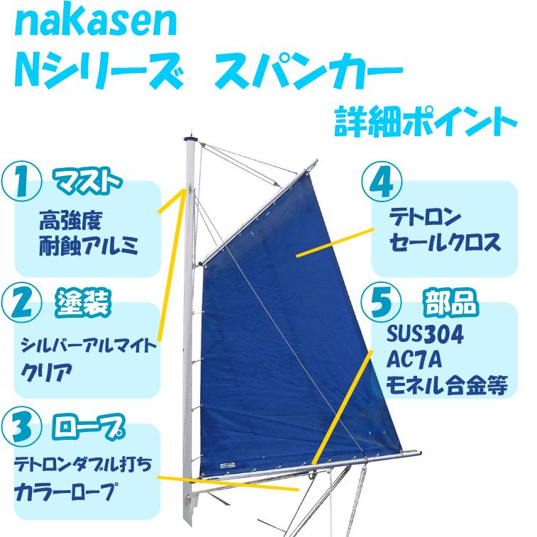 中村船具工業 スパンカー N-2600セット セールカラー：紺 : 海遊社 