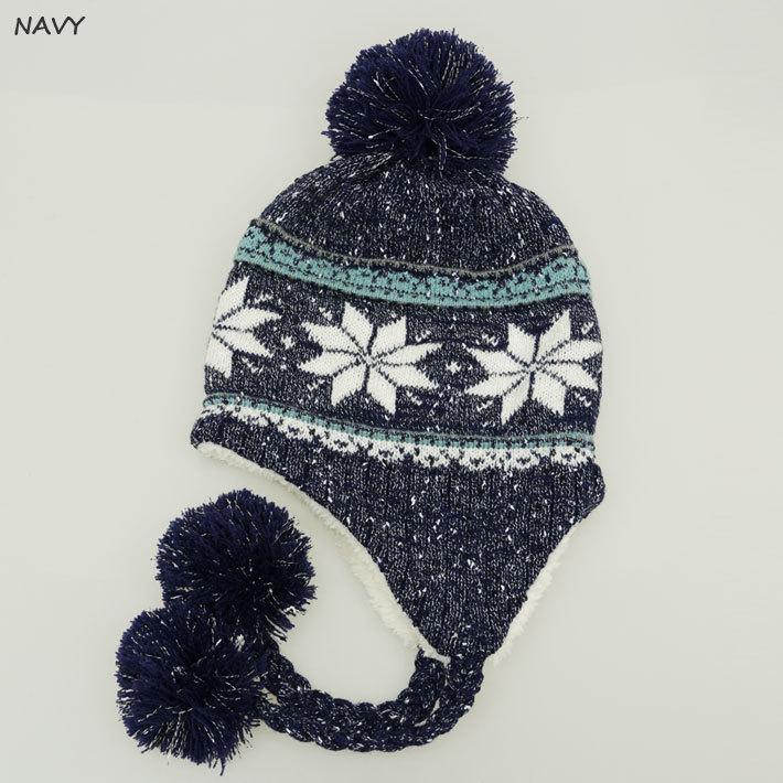 SNOWMARK ニットキャップ ニット帽子 耳あて ボンボン メンズ