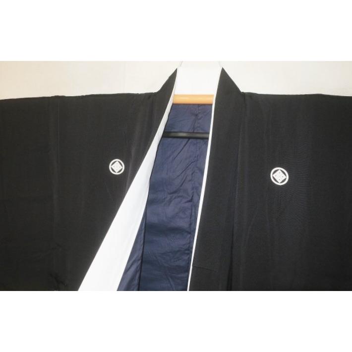 拾10380【新企画・男の弓道用高級着物】本絹羽二重 黒紋付着物 裄71丈