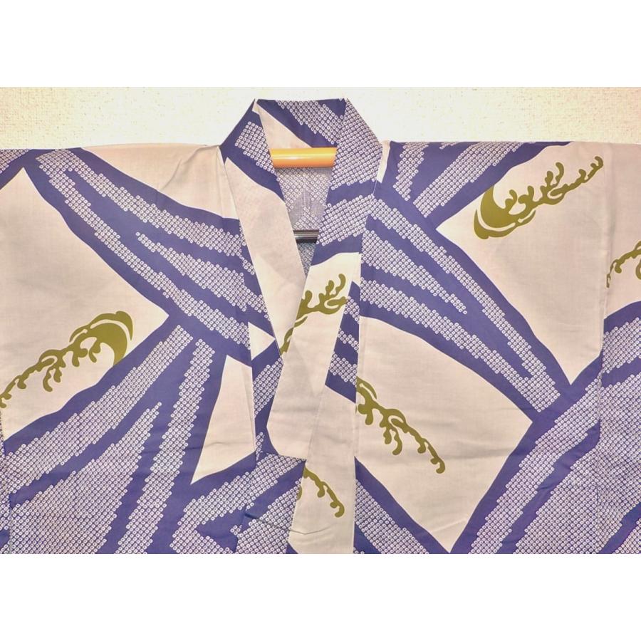 驚きの値段 弐7251 遠州木綿防染 男着物浴衣 裄69丈141k紫の笹浪描匹田絞り柄 新品いい柄 浴衣 Www We Job Com