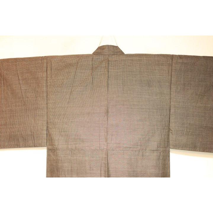 弐8769 本絹泥大島紬 男性着物 裄69丈136К鉄茶セピアブラウン