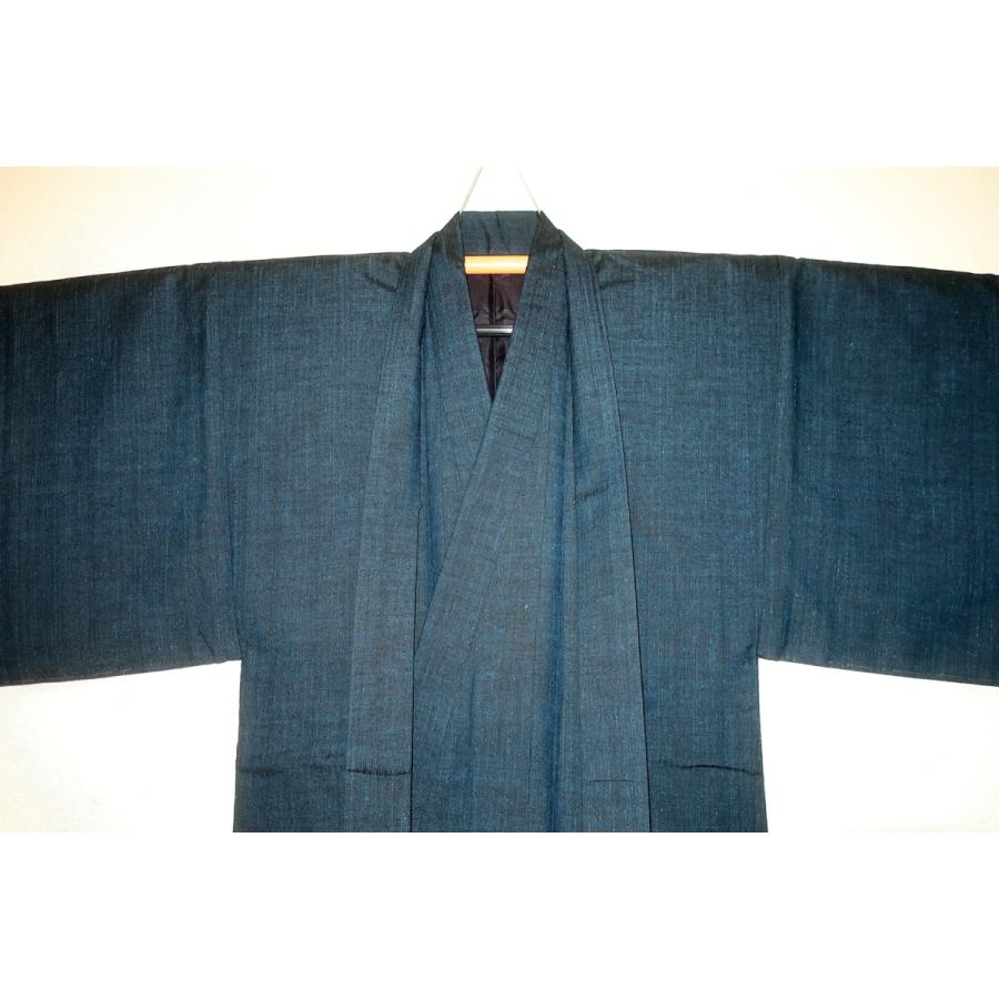 ベスト30 弐9713 信州松本山繭天蚕紬 男着物羽織 裄67丈135К草木濁り 