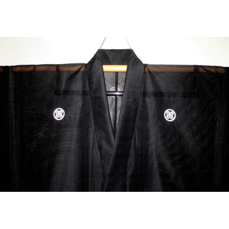 着物3サイズ】夏の男性用洗える黒紋付き着物単衣 平絽/弓道・能楽 