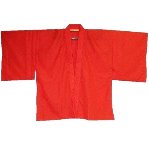 狩衣用・朱色半襦袢【M〜3Lの4サイズ】国産 襟芯入 素材：化繊100