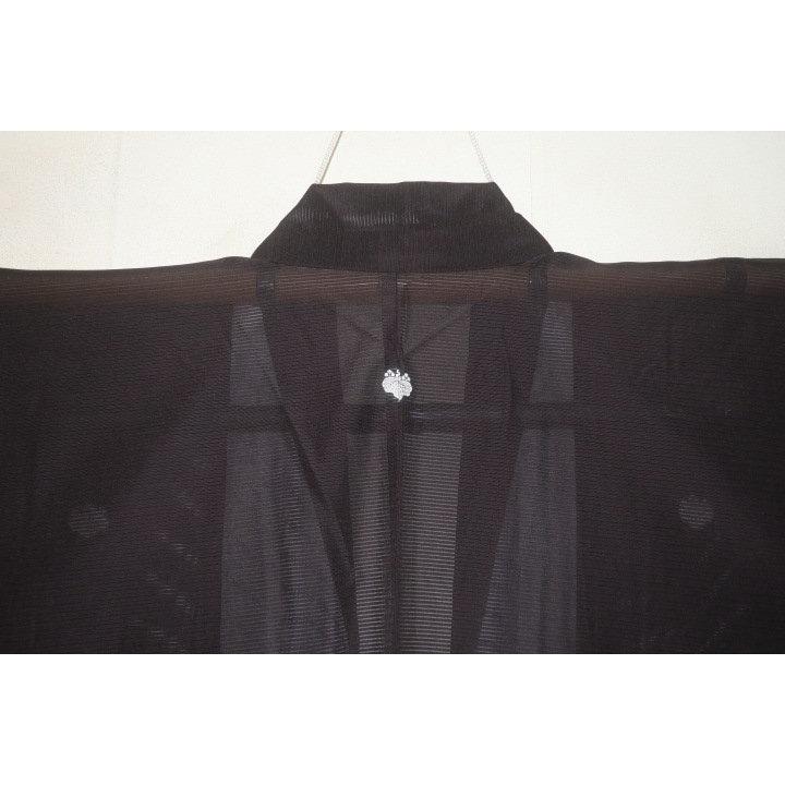 【夏の洗える絽】本格染め抜き紋仕上げ【女性用クイーンサイズ】洗える黒紋付の駒絽単衣 袴用 裄69丈109К新品 弓道・能楽・武道家向 拾の画像