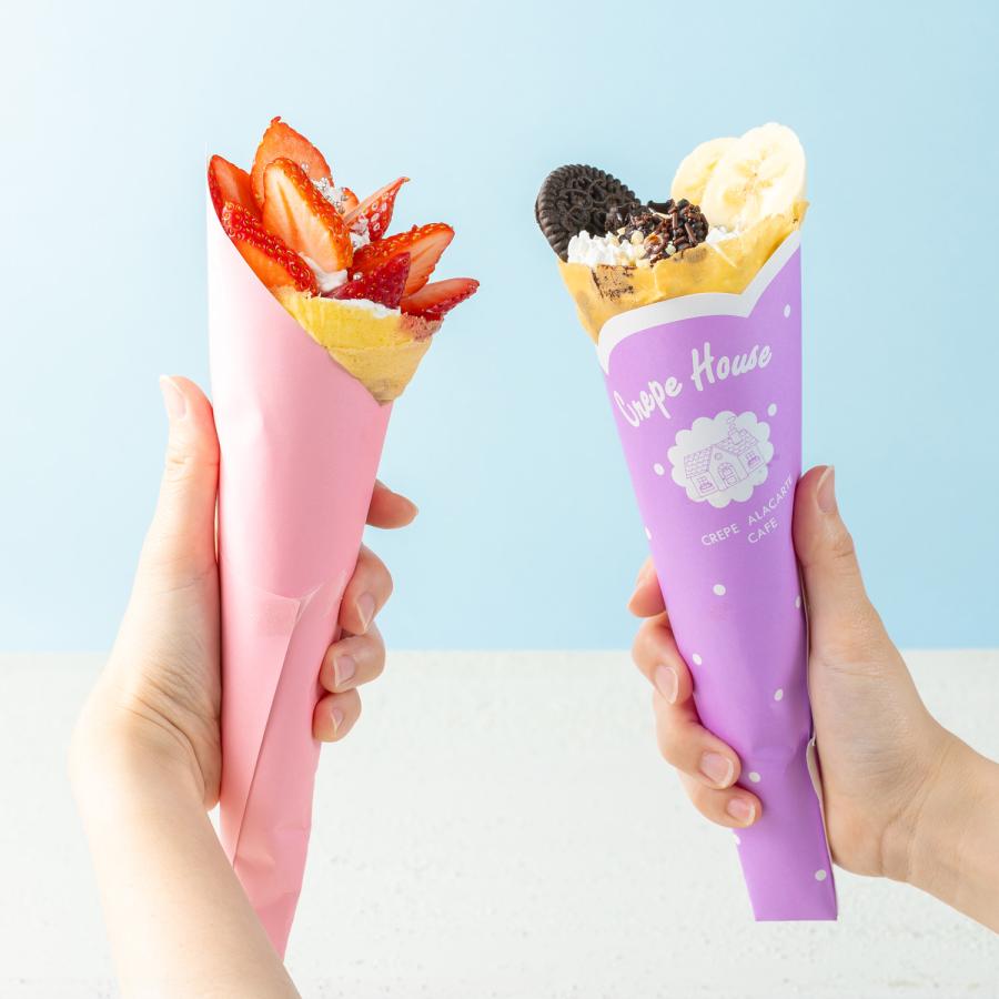 変形型クレープ包装紙(バイオレット) 使い捨て 業務用 クレープ 袋