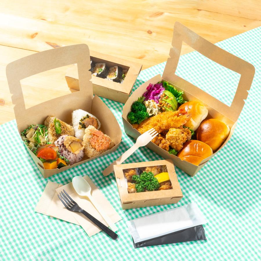 デリボックス 窓付き 50枚セット 50セット】フタ付きデリギフトボックス 四角 クラフト