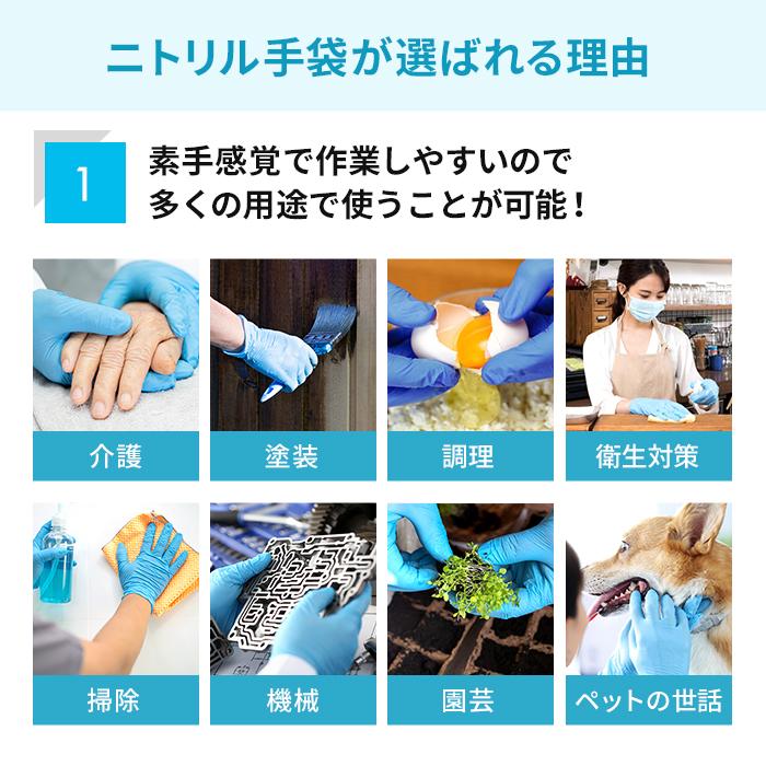 ポイント10倍] 衛生用 ニトリル手袋 使い捨てゴム手袋 Mサイズ 青 粉