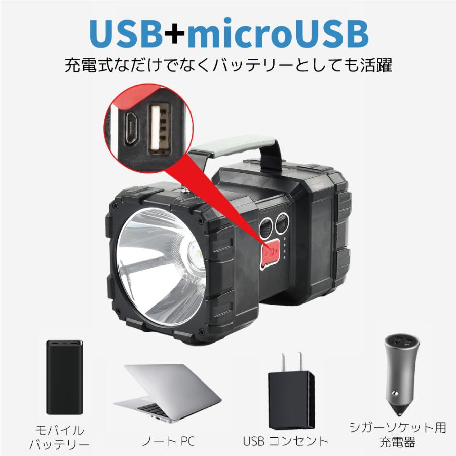 最強配送対応】多機能 サーチライト 7モード USB充電 防水 IPX4 7WAY