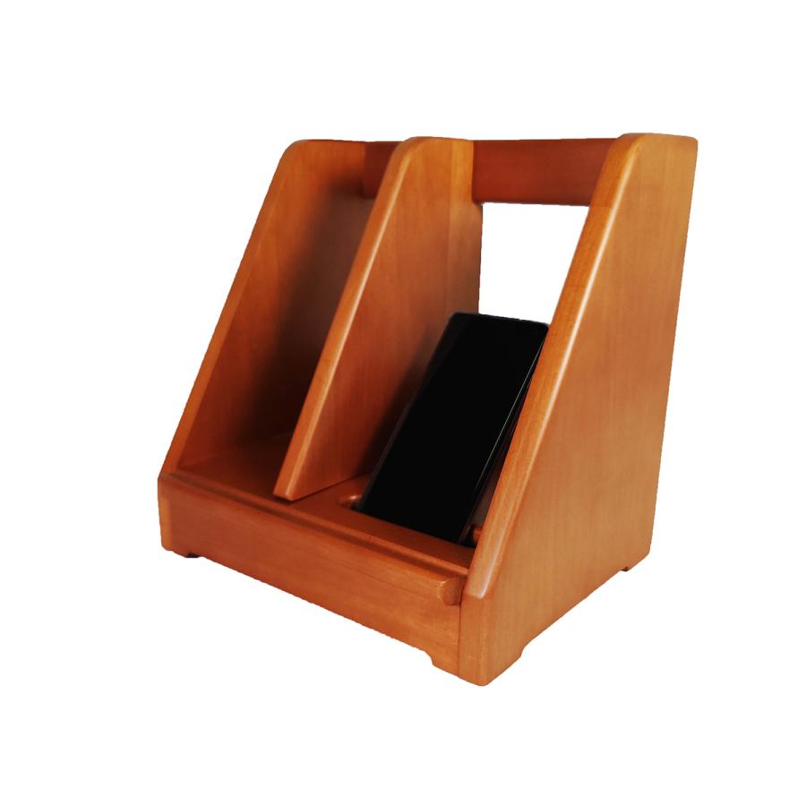 スマホスタンド】 スマホが立てられる 本立て ライトブラウン