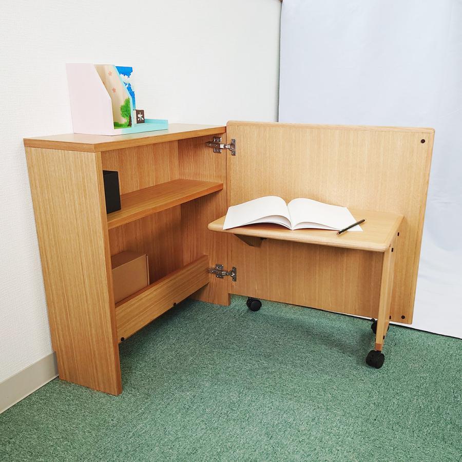 壁面収納 デスクキャビネット あっという間に変身デスク！ タモ クリア