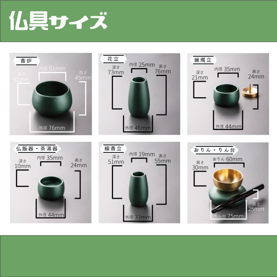 最強配送対応】仏具セット ミニ レグルス 9具足 2.5寸 マットグリーン