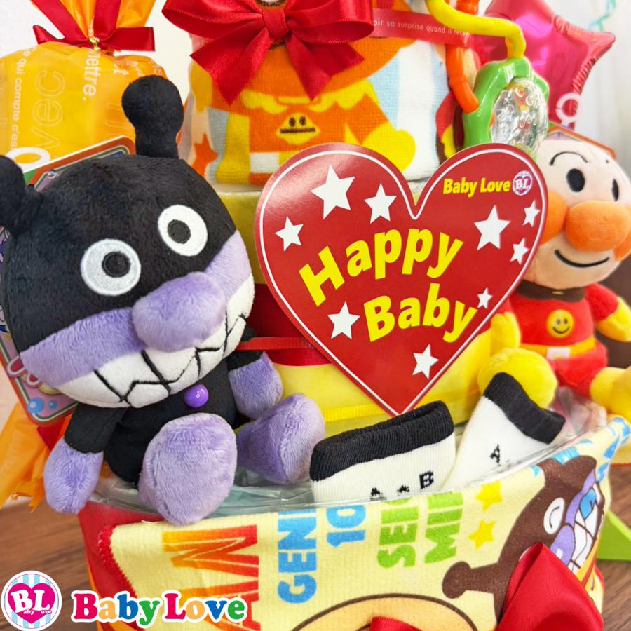 アンパンマン おむつケーキ 出産祝い 男の子 女の子 双子 ばいきんまん ドキンちゃん コキンちゃん おむつタワーの画像