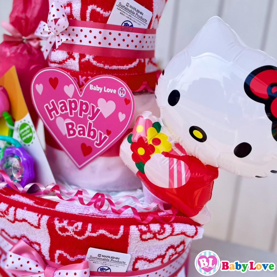 キティちゃん おむつケーキ サンリオ グッズ 出産祝い 女の子 オムツタワーおもちゃ付き プレゼントbaby | ハローキティ | 01