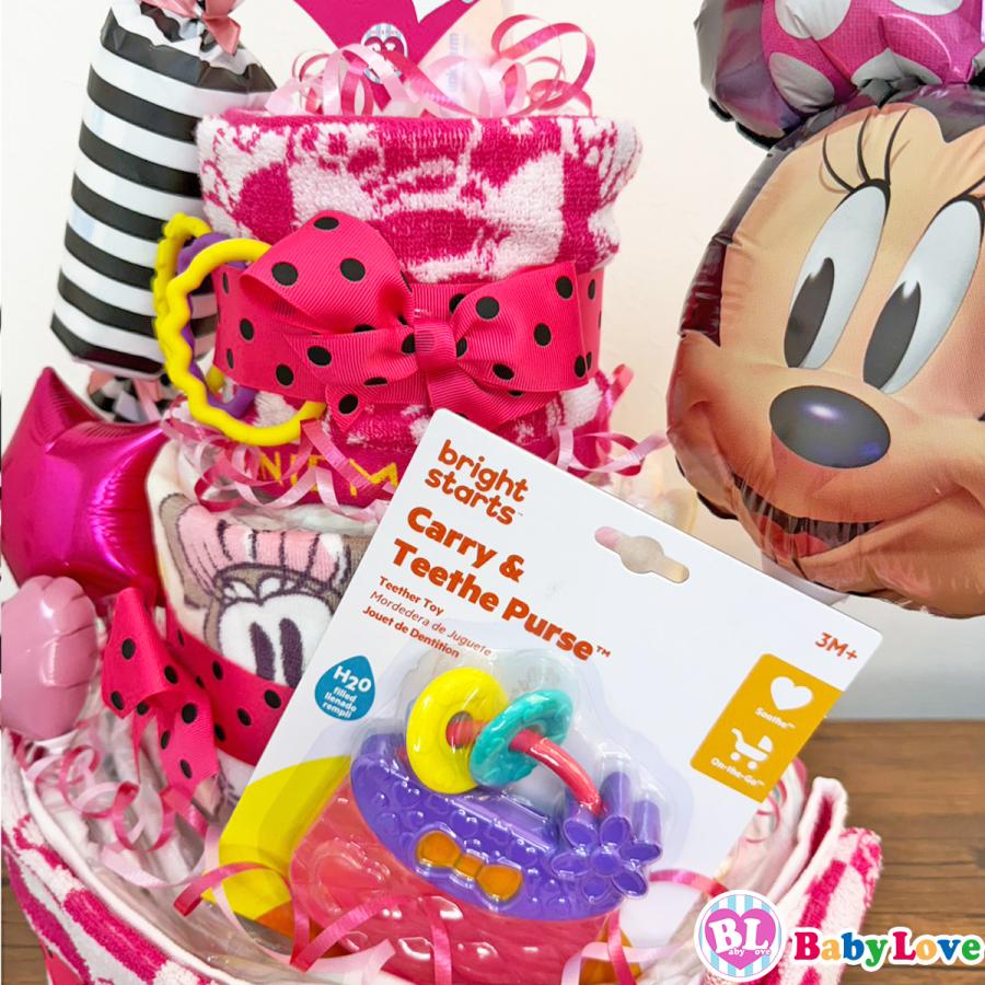 ミニーちゃん おむつケーキ ディズニー出産祝い 女の子 キャラクターバルーンの画像
