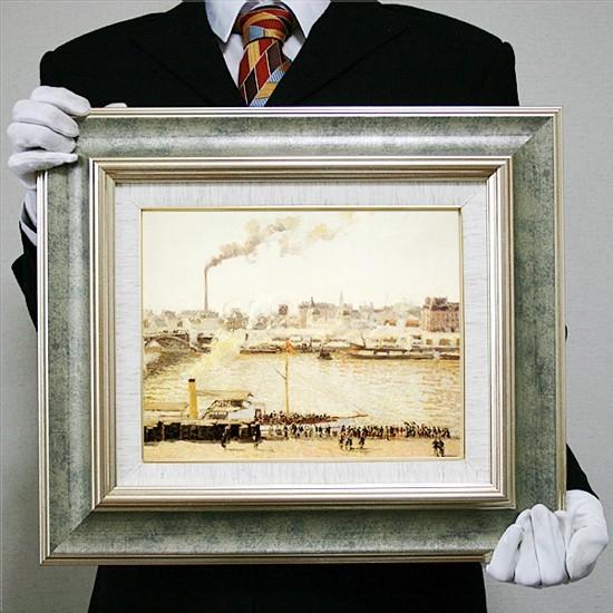 ピサロ：ルーアンの朝（Ｆ6号・409×318） 美術、工芸品-絵画
